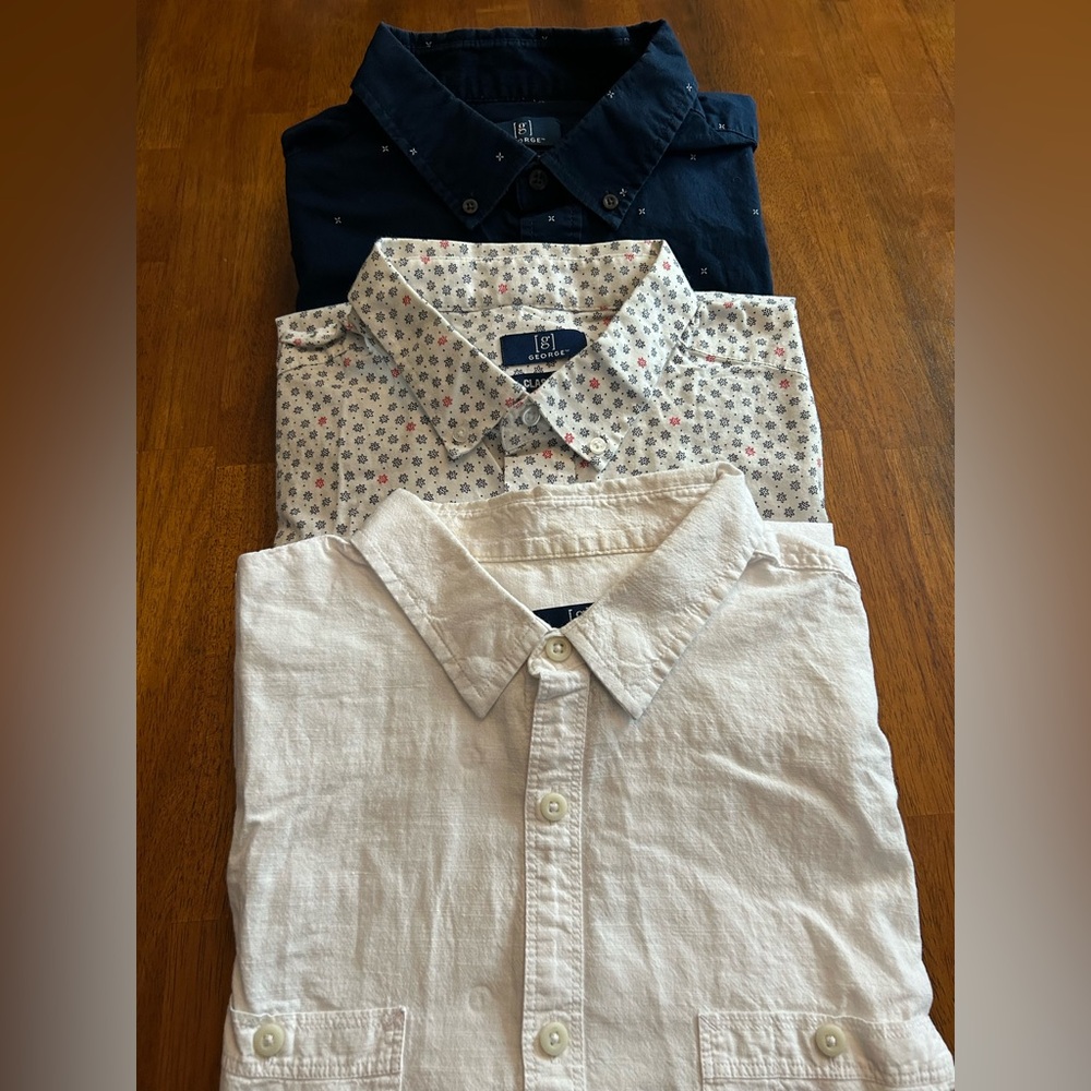 Classic Fit Short Sleeve Button Up Shirt Bundle Men’s Size L | 3-Pack | George - Picture 11 of 11